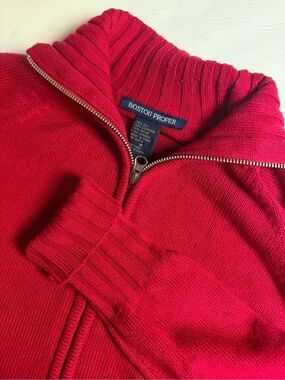Boston Proper Women's Silk Cashmere Full Zip Sweater Medium Preppy Holiday